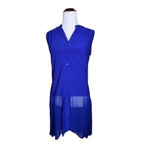 Adele & May Sheer Sleeveless Button Front Tunic Blue Size Small